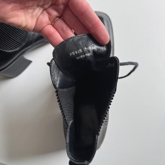 Vintage Y2K Cole Haan Black Leather Lace Up Booties Size 7-7.5 - Picture 7 of 9